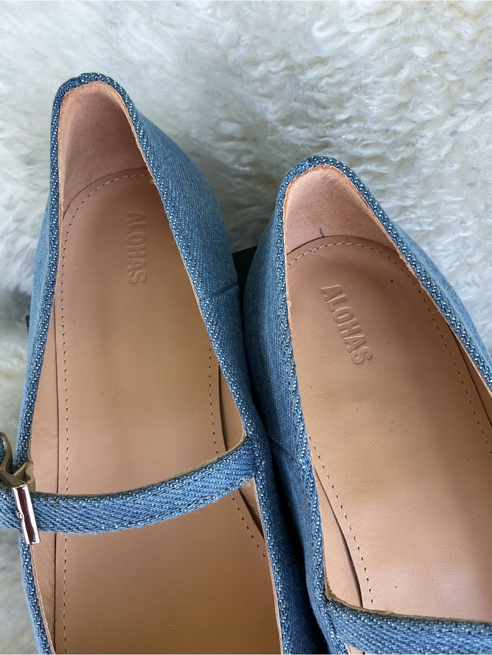 NIB ALOHAS Por Do Sol Denim Blue Mary Jane Ballet Flats Size 8–8.5 EU 39 - Picture 5 of 11